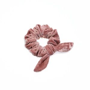 Rose Silk Velvet Bow Scrunchie